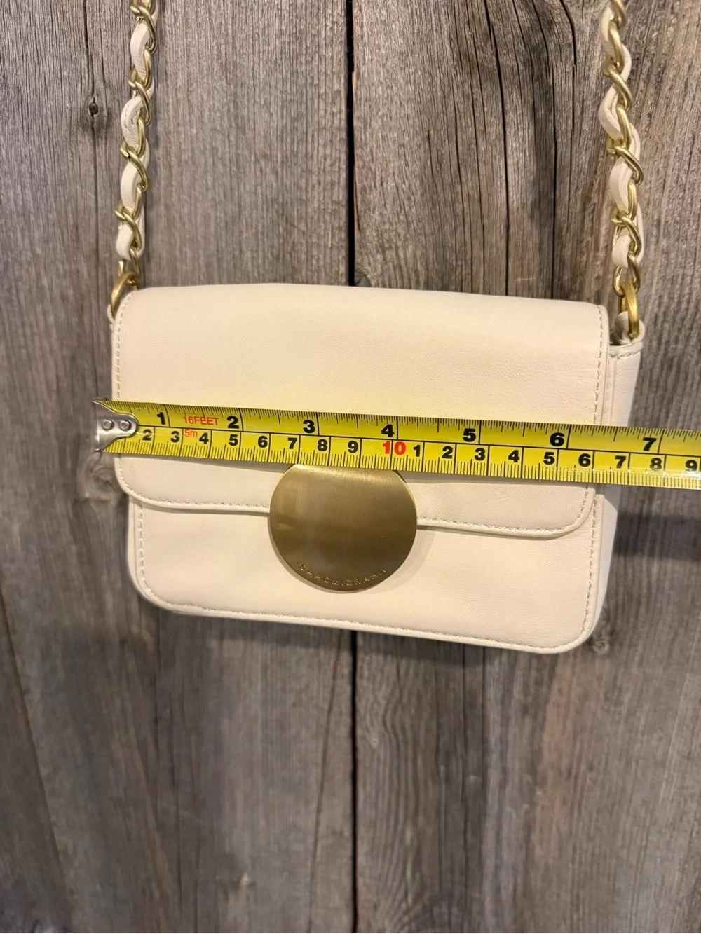 Isaac Mizrahi Cream Crossbody Bag with Gold Accent - Shoulder Purse-Small - Picture 7 of 11